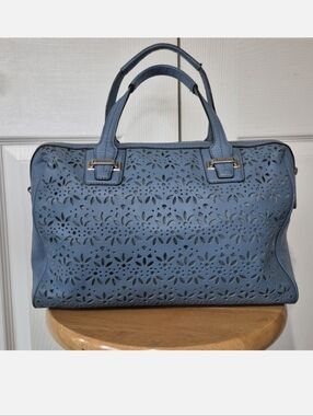 Coach Taylor Eyelet Leather Purse In Dust Blue With Detachable Strap W/ Hangtag